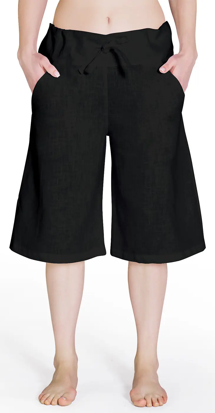 Bermuda-Leinenhose - schwarz
