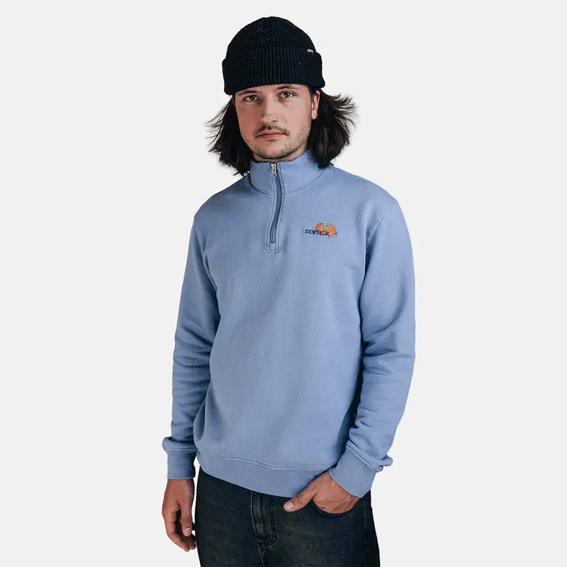 Seasick Crab Halfzip - Mid Blue